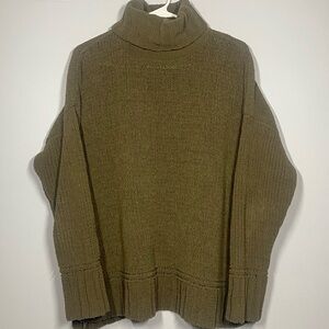 Aerie Olive Chenille Turtleneck Knit Oversized Sweater